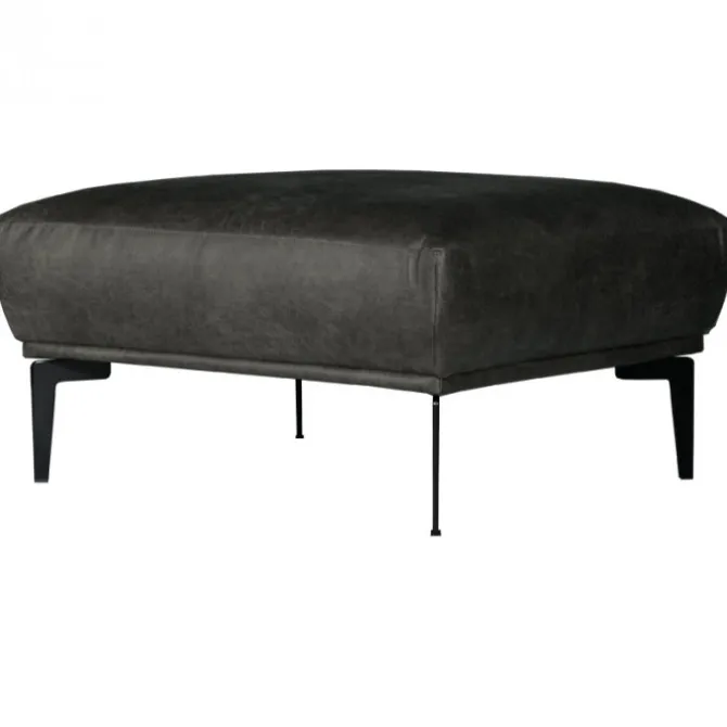 Poef - Tulp - leer Colorado antraciet 01