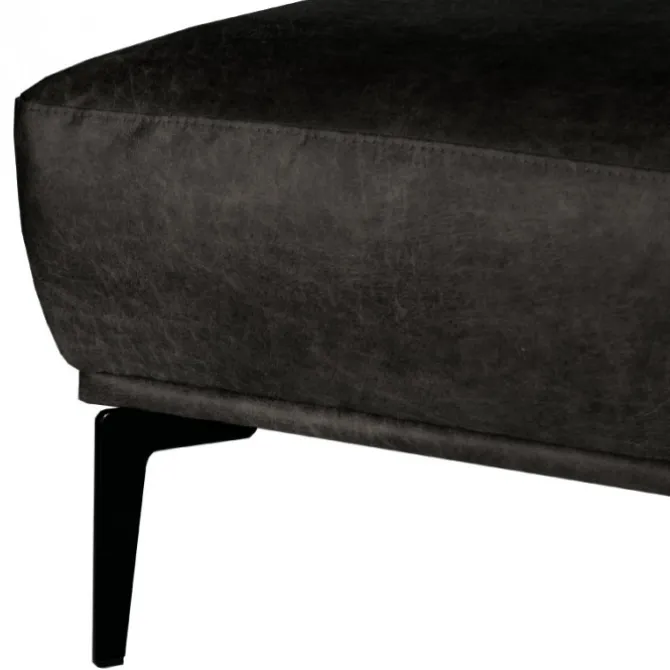 Poef - Tulp - leer Colorado antraciet 01