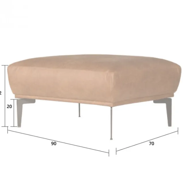 Poef - Tulp - leer Colorado antraciet 01