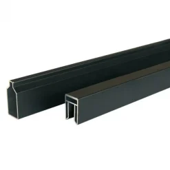 Rhombus zelfbouwset - Onder- en bovenregel aluminium - zwart 2 x 4 x 180 cm