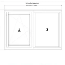 RKC Meranti wit - draai/kiep LD + vast - 154,8 x 107,4 cm