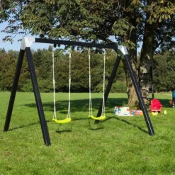 Schommelframe vuren geimpregneerd - Cubic Luxus zwart 2 schommelplanken lime