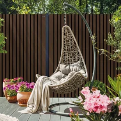 Schutting composiet co-ex Stripes Black - Natural dark brown (180 x 180 cm)