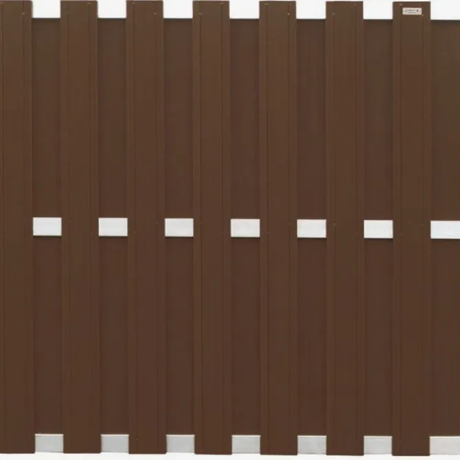 Schutting composiet Design donkerbruin met blank aluminium frame (180 x 180 cm)