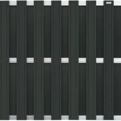 Schutting composiet Design antraciet met blank aluminium frame (180 x 180 cm)