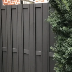 Schutting composiet Design antraciet met antraciet aluminium frame (180 x 180 cm)