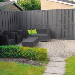 Schutting composiet Design antraciet met antraciet aluminium frame (180 x 180 cm)