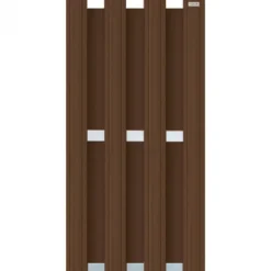 Schutting composiet Design donkerbruin met blank aluminium frame (90 x 180 cm)