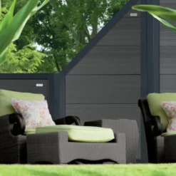 Schutting composiet Forte antraciet met antraciet aluminium kader (90 x 180 cm)