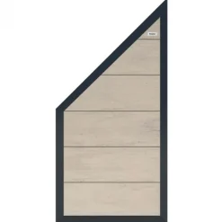 Schutting composiet schuin Forte betongrijs met antraciet aluminium kader (90 x 180/93 cm)