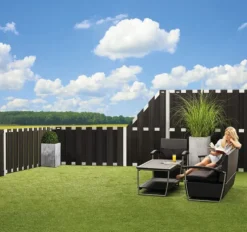 Schutting composiet schuin Design antraciet met blank aluminium frame (90 x 180/93 cm)