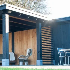 Schutting Douglas - Louvre horizontaal zwart (84,4 x 220 cm) module A