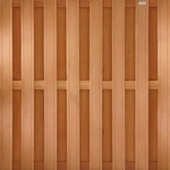 Schutting hardhout bankirai Timber recht 15L rvs (180 x 180 cm) v-groef schermdikte 3,9 cm