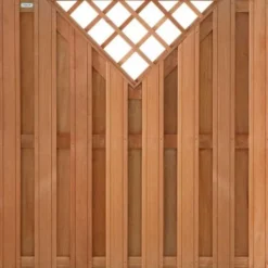 Schutting hardhout Keruing Timber recht met v- trellis 15L (180 x 180 cm) v-groef schermdikte 3,9 cm