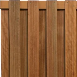 Schutting hardhout keruing Lijn recht 23L geolied (180 x 180 cm) fijne ribbel schermdikte 3,9 cm