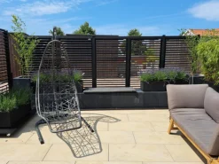 Schutting shutter hardhout keruing met verstelbare lamellen zwart (90 x 180 cm)