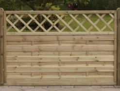 Schutting vuren - Bergen recht met trellis groen geimpregneerd (180 x 150 cm)