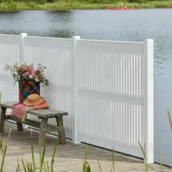 Schutting vuren - Sendai louvre recht wit (180 x 180 cm)