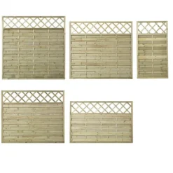 Schutting vuren - serie Bergen - recht groen geimpregneerd met trellis