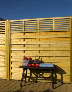 Schutting vuren - serie Newline - recht groen geimpregneerd geschaafd