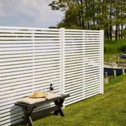 Schutting vuren - Tokyo louvre recht wit (180 x 180 cm)