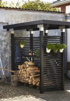 Schutting vuren - Tokyo louvre recht zwart (180 x 140 cm)