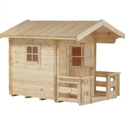 Speelhuisje vuren met terras 162 x 198 x 153 cm (B x L x H)