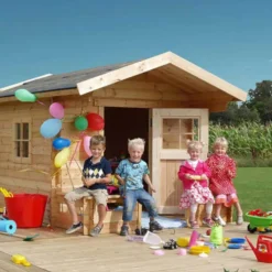 Speelhuisje vuren met terras 238 x 215 x 190 cm (B x L x H)