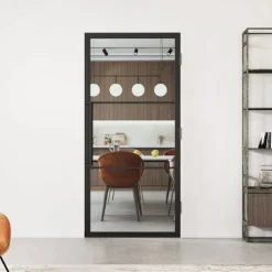 Stalen binnendeur met kozijn - Loft zwart - Rechtsdraaiend - 83 x 201,5 cm