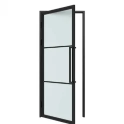 Stalen binnendeur met kozijn - Loft zwart - Linksdraaiend - 83 x 201,5 cm