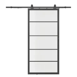 Stalen schuifdeur - Loft - 5 vaks helder glas - 235 x 100 cm