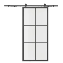Stalen schuifdeur - Loft - 6 vaks helder glas - 235 x 100 cm