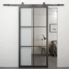 Stalen schuifdeur - Loft - 6 vaks helder glas - 215 x 100 cm
