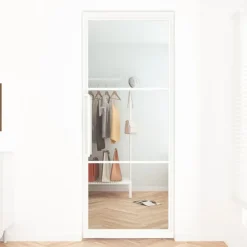 Stalen taatsdeur - Loft wit - 3 vaks helder glas - 93 x 231,5 cm