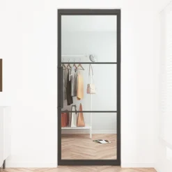 Stalen taatsdeur - Loft zwart - 3 vaks helder glas - 93 x 231,5 cm