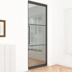 Stalen taatsdeur - Loft zwart - 3 vaks rook glas - 93 x 231,5 cm