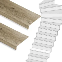 Stepwood Traprenovatie set - 1 kwart draai - 12 treden SPC toplaag Rustiek eiken