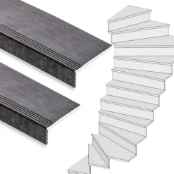 Stepwood Traprenovatie set - 2 kwart draai - 14 treden SPC toplaag Beton zwart