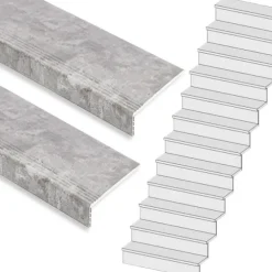 Stepwood Traprenovatie set - rechte trap - 13 treden SPC toplaag Beton grijs