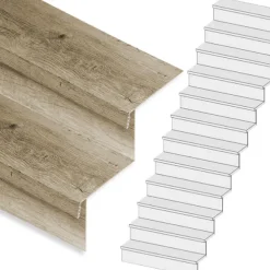 Stepwood Traprenovatie set - rechte trap - 16 treden SPC toplaag Rustiek eiken incl. stootborden