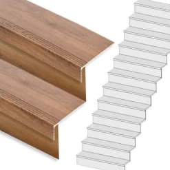 Stepwood Traprenovatie set - rechte trap - 15 treden SPC toplaag Bruin eiken incl. stootborden
