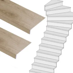 Stepwood Traprenovatie set - 1 kwart draai - 12 treden SPC toplaag Natuur Eiken