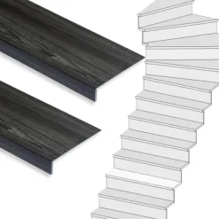 Stepwood Traprenovatie set - 1 kwart draai - 12 treden SPC toplaag Antraciet