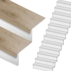 Stepwood Traprenovatie set - rechte trap - 15 treden SPC toplaag Natuur Eiken incl. witte stootborden