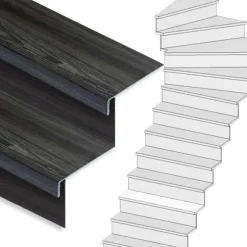 Stepwood Traprenovatie set - 1 kwart draai - 13 treden SPC toplaag Antraciet incl. stootborden