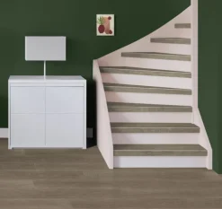 Stepwood Traprenovatie set - rechte trap - 15 treden SPC toplaag Verweerd eiken incl. witte stootborden