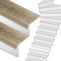 Stepwood Traprenovatie set - 1 kwart draai - 12 treden SPC toplaag Rustiek eiken incl. witte stootborden