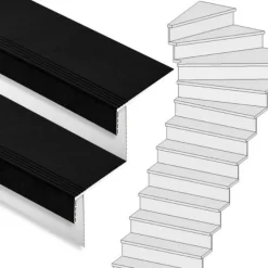 Stepwood Traprenovatie set - 1 kwart draai - 12 treden SPC toplaag Zwart incl. witte stootborden