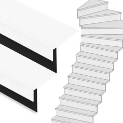 Stepwood Traprenovatie set - 1 kwart draai - 12 treden SPC toplaag Wit incl. zwarte stootborden