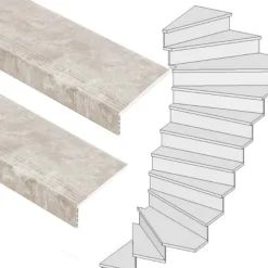 Stepwood Traprenovatie set - 2 kwart draai - 15 treden SPC toplaag Beton Taupe